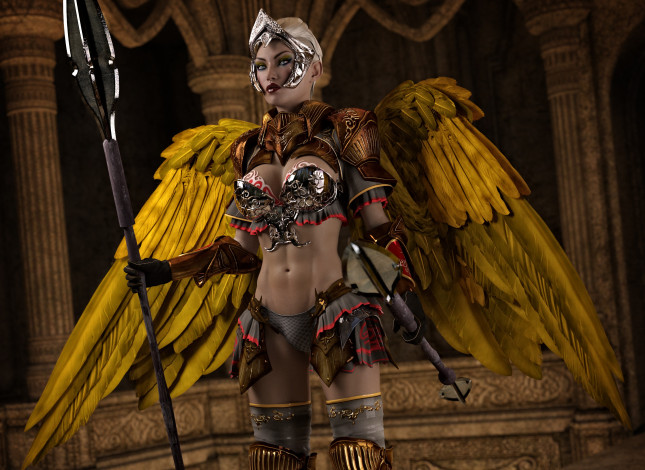 Обои картинки фото 3д графика, ангел , angel, девушка, взгляд, фон