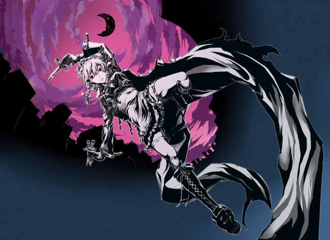 Обои картинки фото аниме, touhou, девушка, фон, взгляд