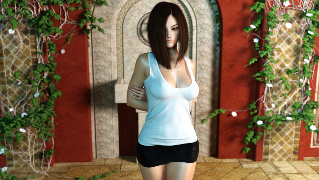 Обои картинки фото 3д графика, люди , people, фон, взгляд, девушка