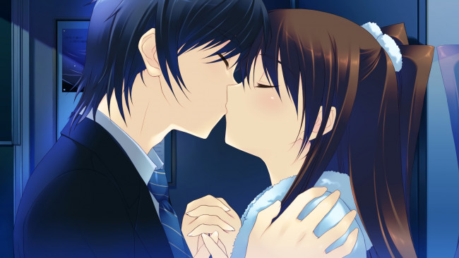 Обои картинки фото аниме, white album, девушка, взгляд, фон