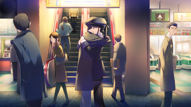 Обои картинки фото аниме, white album, взгляд, девушка, фон