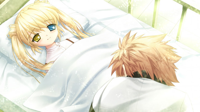 Обои картинки фото rewrite, аниме, фон, взгляд, девушки