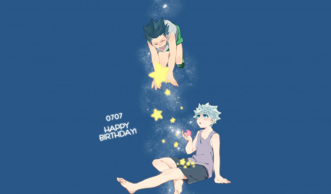 Обои картинки фото аниме, hunter x hunter, киллуа, гон