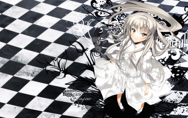 Обои картинки фото аниме, yosuga no sora, фон, взгляд, девушка