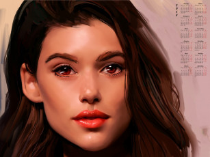 Картинка календари рисованные +векторная+графика взгляд лицо девушка