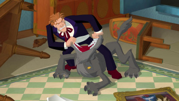 Картинка мультфильмы иван+царевич+и+серый+волк+3 мужчина волк драка эмоции стул