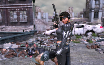 Картинка 3д+графика люди+и+животные+ people+and+animals фон взгляд девушка