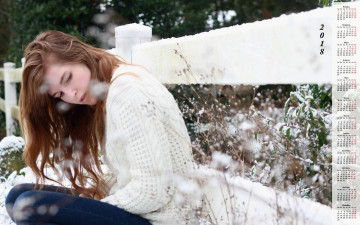Картинка календари девушки растения снег забор