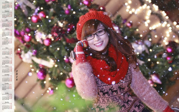 Картинка календари девушки шапка елка очки взгляд улыбка