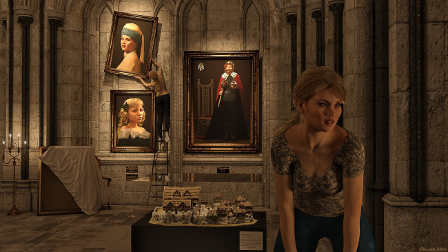 Обои картинки фото 3д графика, люди , people, девушка, взгляд, фон