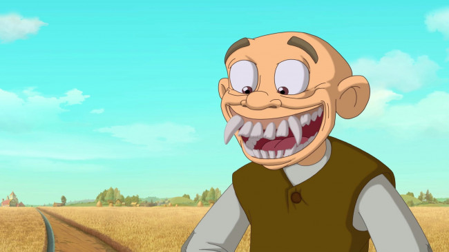 Обои картинки фото мультфильмы, иван царевич и серый волк 3, мужчина, лицо, клыки, лысый