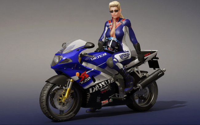 Обои картинки фото 3д графика, люди-авто, мото , people- car ,  moto, фон, девушка, взгляд