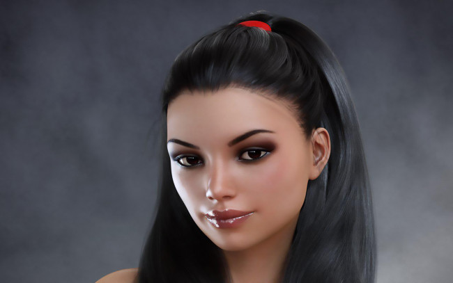 Обои картинки фото 3д графика, портрет , portraits, взгляд, фон, девушка