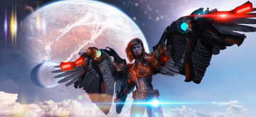 Картинка 3д+графика существа+ creatures дракон взгляд фон девушка