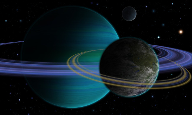 Обои картинки фото космос, арт, звезды, галактики, вселенная, планеты