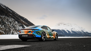 Картинка автомобили porsche taycan 4s art car by richard phillips 4k