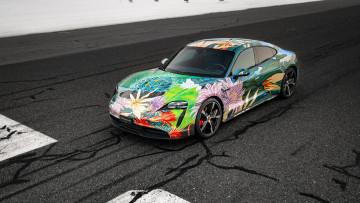 обоя автомобили, porsche, taycan, 4s, art, car, by, richard, phillips, аэрография