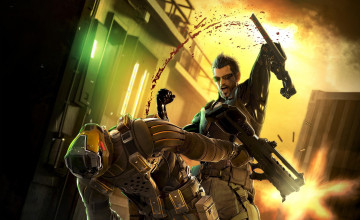 Картинка видео+игры deus+ex +human+revolution поединок оружие кровь