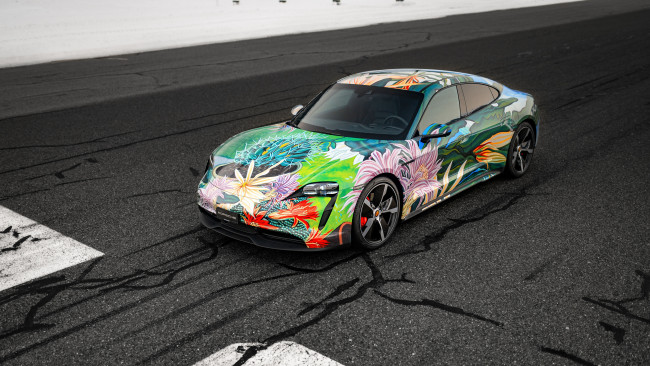 Обои картинки фото автомобили, porsche, taycan, 4s, art, car, by, richard, phillips, аэрография