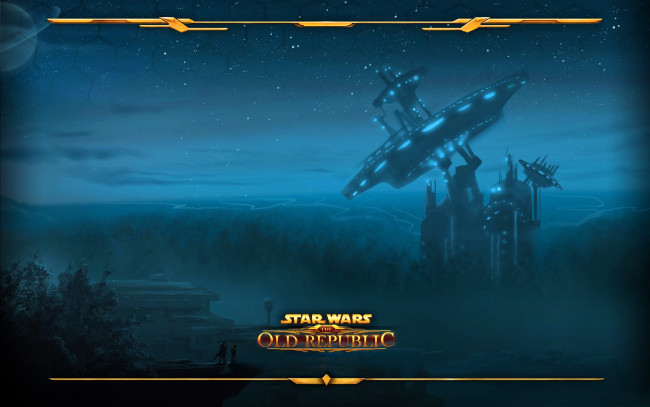 Обои картинки фото видео игры, star wars,  the old republic, ночь, лес, здание, радар