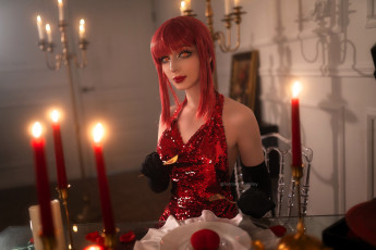 Картинка marina+montale девушки образ косплей наряд костюм глаза свечи стол