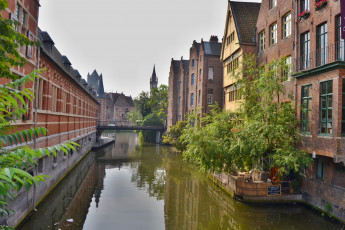 Картинка бельгия гент города улицы площади набережные канал дома