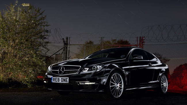Обои картинки фото автомобили, mercedes, benz, c63, amg, coupe, black