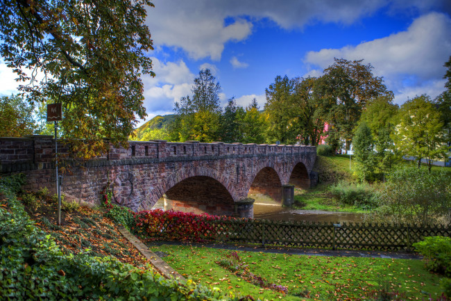 Обои картинки фото германия, бирресборн, города, мосты, мост, река