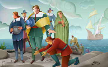 Картинка рисованные люди море парусник