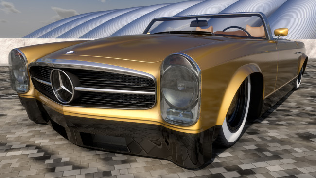 Обои картинки фото автомобили, 3д, 230sl, w113, mercedes, benz