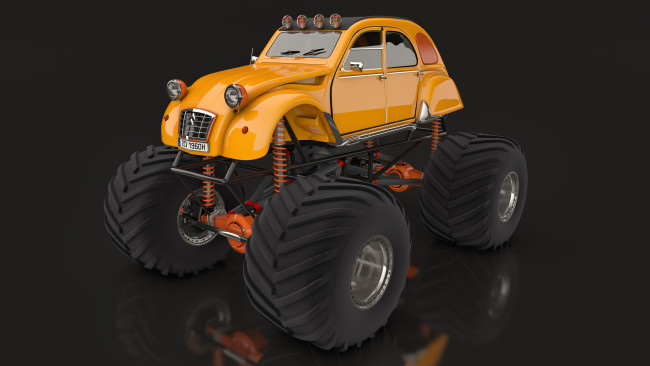 Обои картинки фото автомобили, 3д, citroen, monster, 2cv