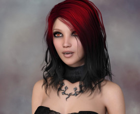 Картинка 3д+графика существа+ creatures девушка взгляд вампир фон