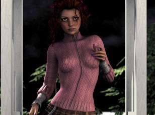 Картинка 3д+графика люди+ people взгляд фон девушка