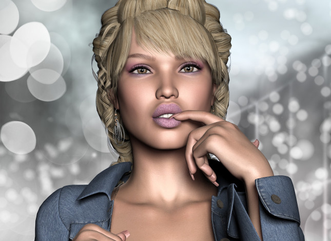 Обои картинки фото 3д графика, портрет , portraits, взгляд, девушка, фон