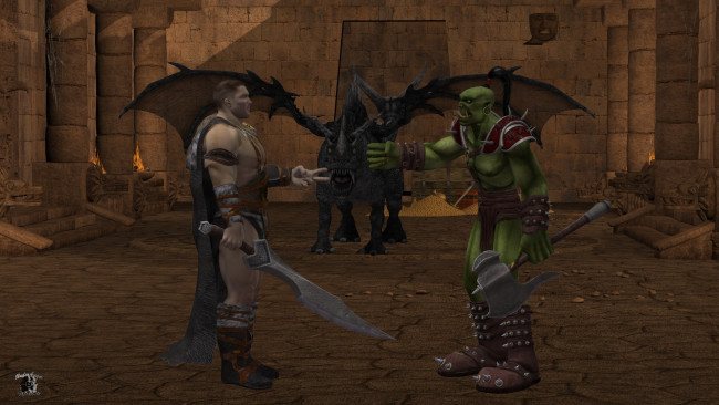 Обои картинки фото 3д графика, фантазия , fantasy, воин, существо, оружие