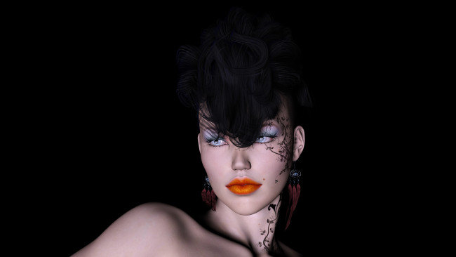 Обои картинки фото 3д графика, портрет , portraits, девушка, взгляд, фон, тату