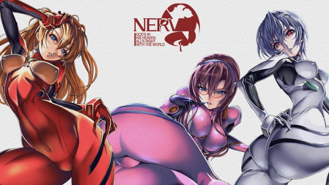 Обои картинки фото аниме, evangelion, neon, genesis, девушки