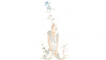 Картинка аниме unknown +другое цветы на коленях парень re арт