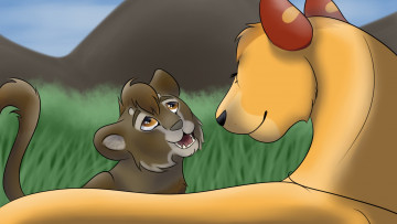 Картинка векторная+графика мультфильмы+ cartoons львенок львица