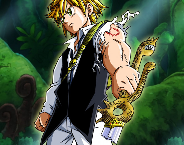 Обои картинки фото аниме, nanatsu no taizai, сломанный, меч, мелиодас, грех, ярости