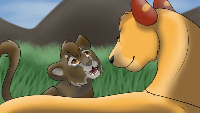 Обои картинки фото векторная графика, мультфильмы , cartoons, львенок, львица