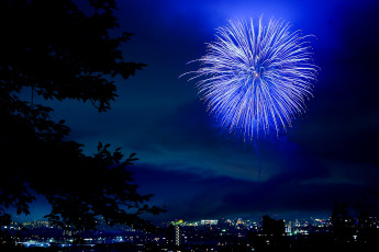 Картинка разное салюты +фейерверки город ночь салют
