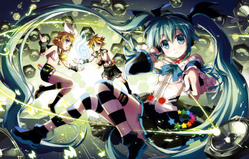 Картинка аниме vocaloid kagamine len hatsune miku rin