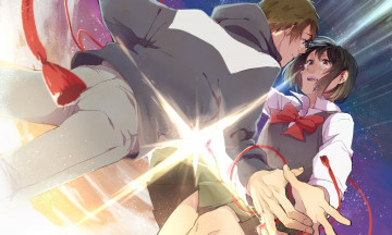 Картинка аниме kimi+no+na+wa парень взгляд фон девушка