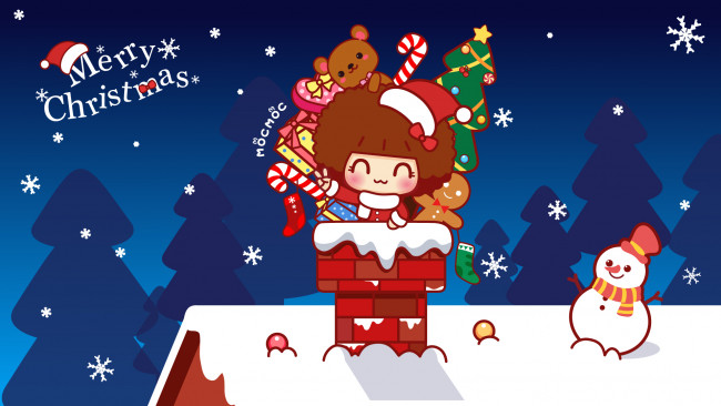 Обои картинки фото праздничные, векторная графика , новый год, снежинки, снеговик