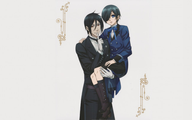 Обои картинки фото аниме, kuroshitsuji, себастьян, сиэль