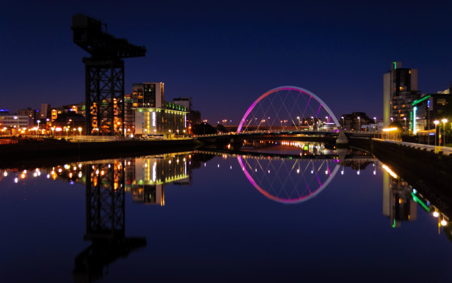 Обои картинки фото глазго, города, - огни ночного города