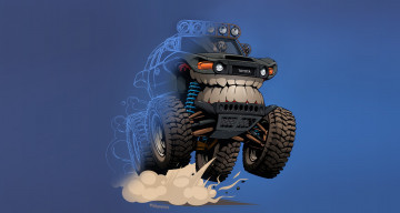 Картинка рисованное минимализм vehicles transport creatures оскал транспорт art зубы illustration car toyota фон машина