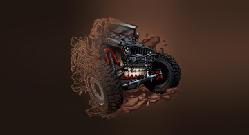 Картинка рисованное минимализм transport vehicles creatures оскал jeep транспорт art illustration car фон зубы машина