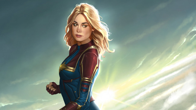 Обои картинки фото captain marvel, рисованное, кино, рисунок, персонаж, супергерои, captain, marvel